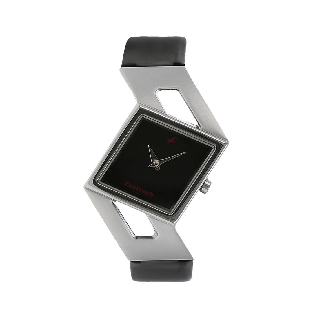 Fastrack 6035SL02 Quartz Analog Black Dial Leather Strap Watch for Girls