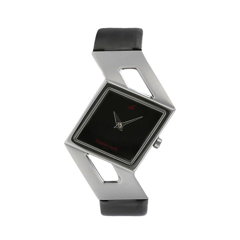 Fastrack 6035SL02 Quartz Analog Black Dial Leather Strap Watch for Girls