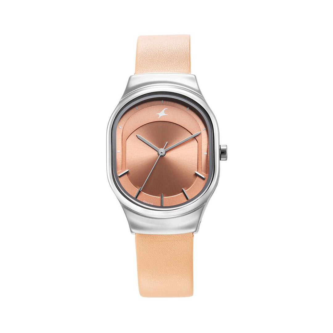 Fastrack 6283SL02 Snob X Pink Dial Leather Strap Watch for Girls