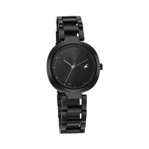 Fastrack 6247NM02 Stunners Quartz Analog Black Dial Stainless Steel Strap Watch for Girls