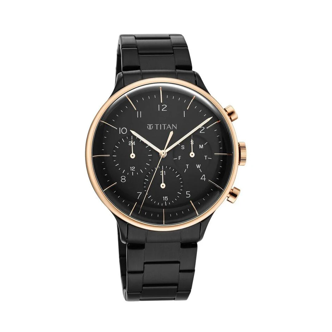 Titan 90102KM01 Urban Magic Black Dial Analog Stainless Steel Strap watch for Men