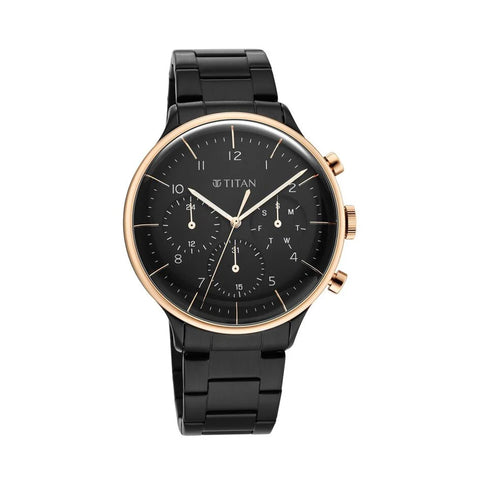 Titan 90102KM01 Urban Magic Black Dial Analog Stainless Steel Strap watch for Men