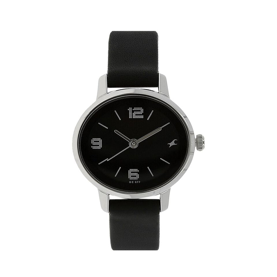 Fastrack 6107SL02 Quartz Analog Black Dial Leather Strap Watch for Girls