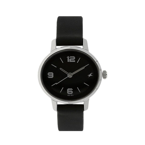 Fastrack 6107SL02 Quartz Analog Black Dial Leather Strap Watch for Girls
