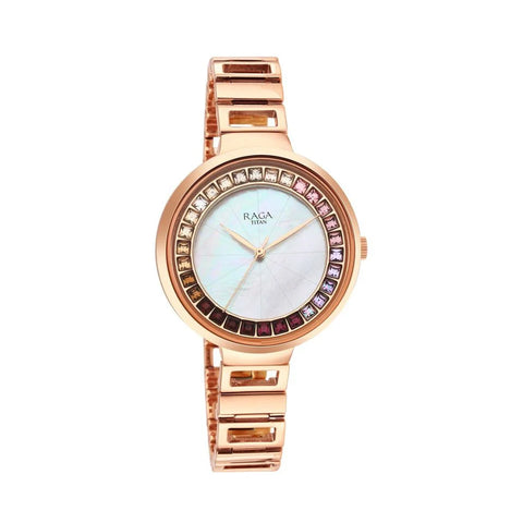 TITAN 95150WM01 Raga Love All Mother Of Pearl Dial Women Watch With Metal Strap