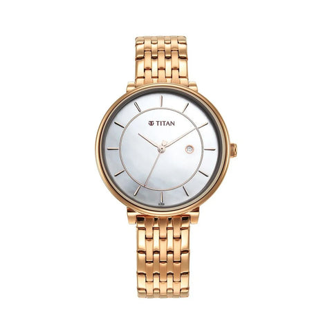 TITAN 2673WM01 Premium Workwear White Dial Analog with Date Stainless Steel Strap watch for Women