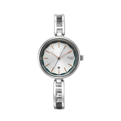 TITAN 2683SM01 Raga Viva Silver Dial Metal Strap Watch for Women