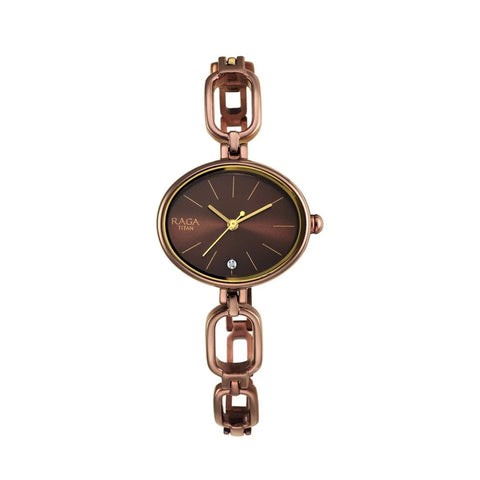 TITAN 2667QM01 Raga Viva Brown Dial Analog Metal Strap Watch for Women