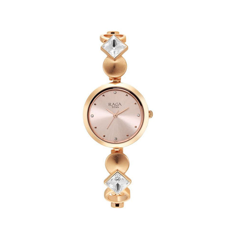 TITAN 2606WM10 Raga Love All Pink Dial Analog Metal Strap Watch for Women