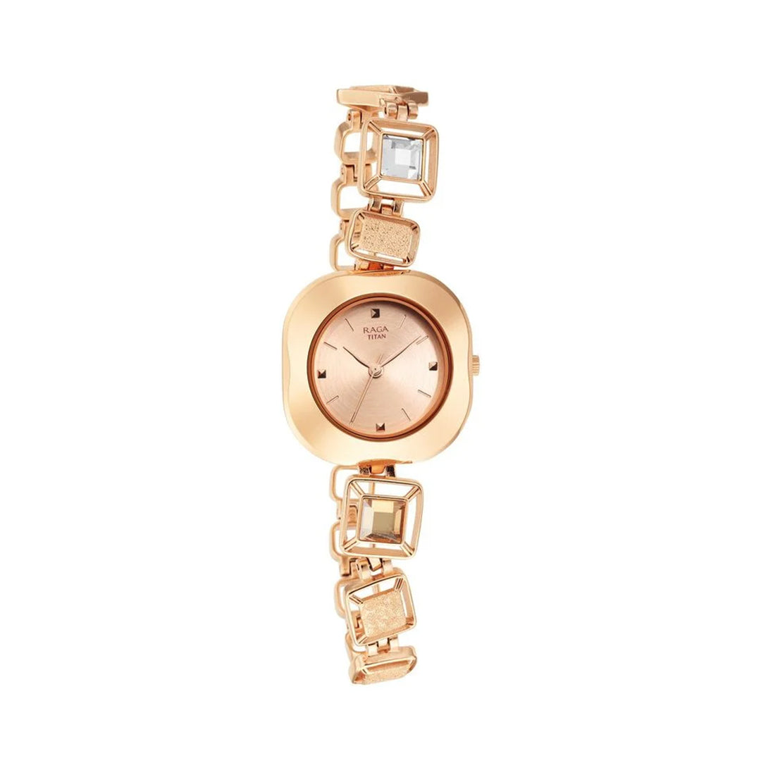 TITAN 95156WM01 Raga Love All Rose Gold Dial Women Watch With Metal Strap