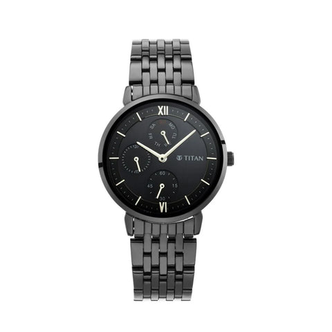 TITAN 2652NM01 Women's Regal Roman Numeral Black Dial & Metal Strap Watch