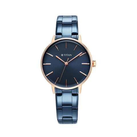 TITAN 95248KM02 TGIF Quartz Analog Blue Dial Blue Stainless Steel Strap Watch for Women