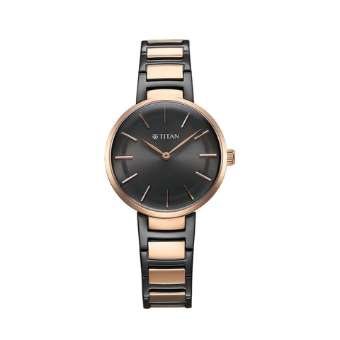 TITAN 95183KM02 Workwear Quartz Analog Anthracite Dial Stainless Steel Strap Watch for Women