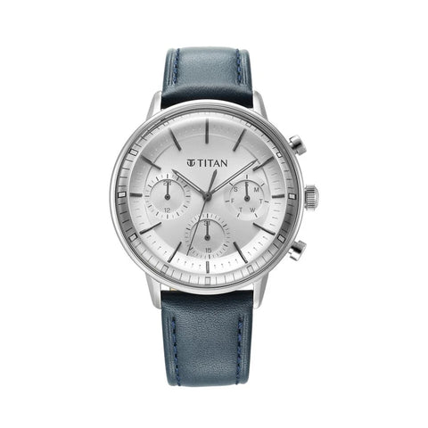 TITAN 90171SL01 Light Leathers Quartz Multifunction Black Dial Stainless Steel Strap Watch for Men