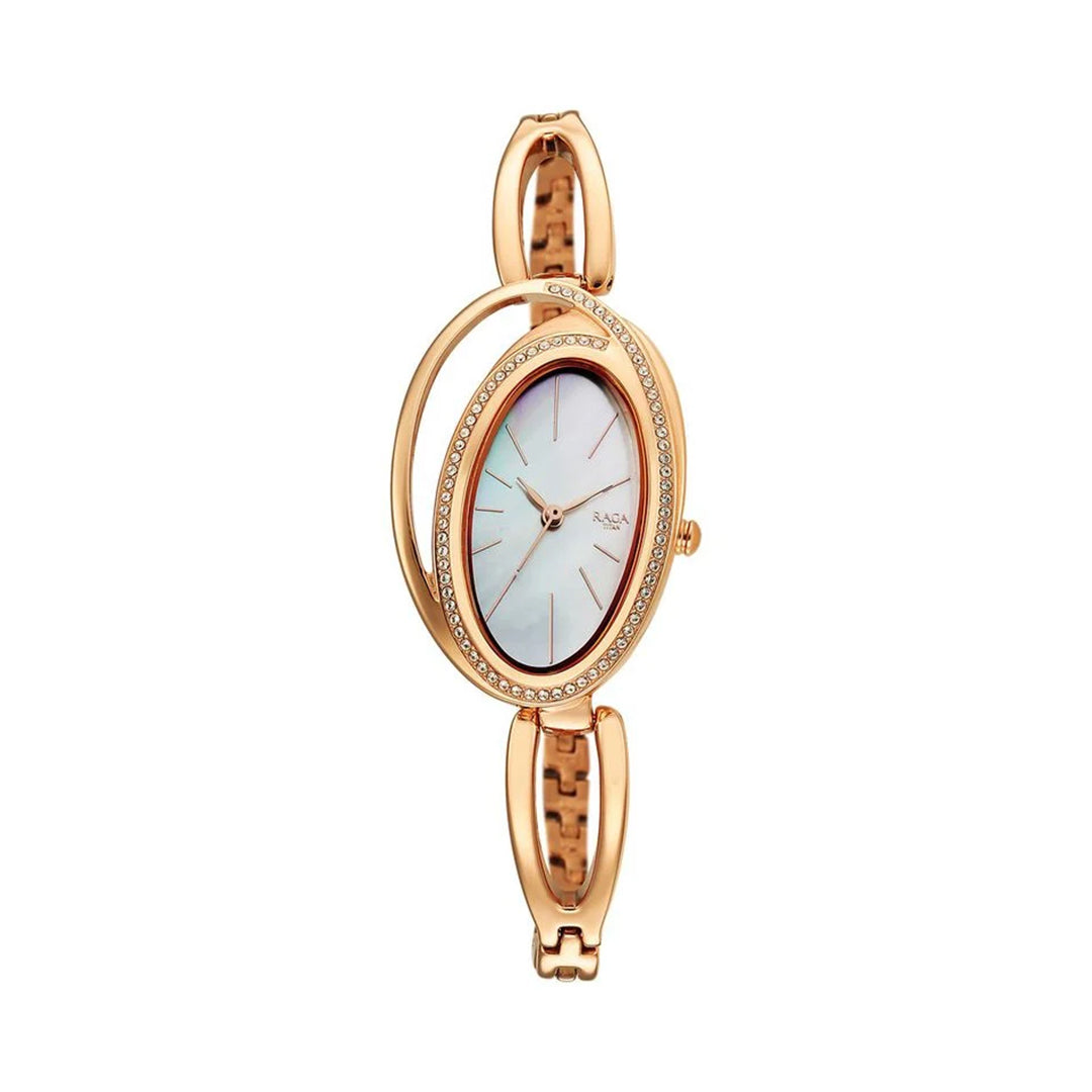 TITAN 95197WM01 Raga Delight Brown Dial Analog Stainless Steel Strap Watch for Women