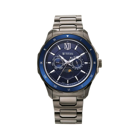 TITAN 1688KM07 Regalia Premium Blue Dial Stainless Steel Strap Watch for Men