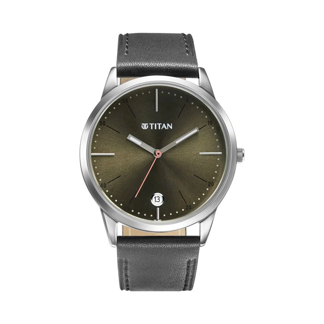TITAN 1806SL06 Quartz Analog Leather Strap Watch for Men