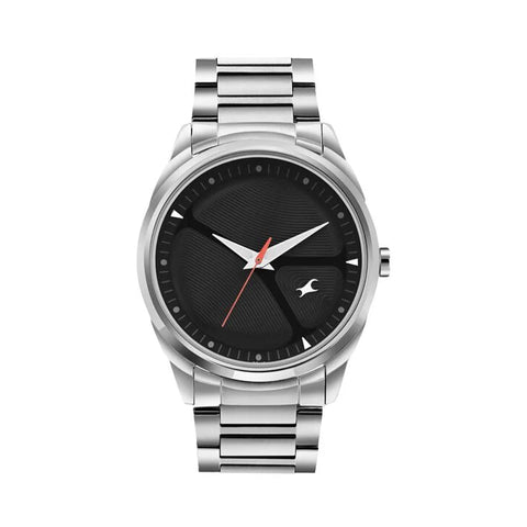 Fastrack 3273SM02  MetaWe Quartz Analog Black Dial Stainless Steel Strap Watch For Guys