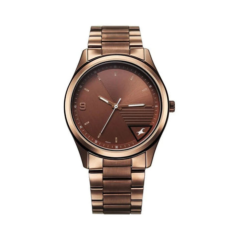 Fastrack 3317QM02  Stunners Quartz Analog Brown Dial Brown Metal Strap Watch For Guys