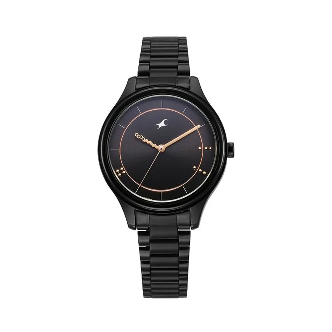 Fastrack 6296NM01 Stunners Quartz Analog Black Dial Black Metal Strap ...