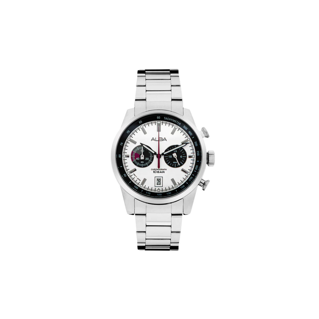 Alba A4B009X1 White + Black Dial Chronograph Watch