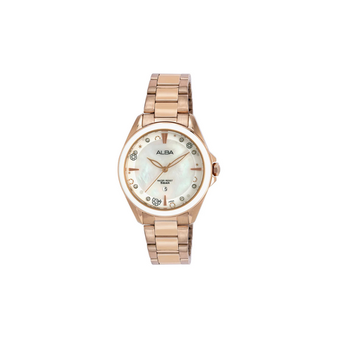 Alba AH7DV0X1 Pearly White Butterfly Dial Watch