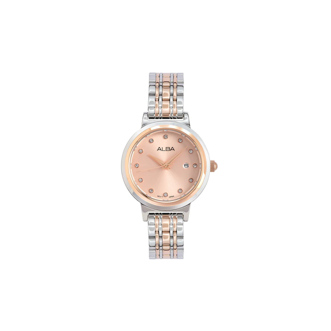 Alba AH7EA2X1 Peach Dial Dual Tone Watch