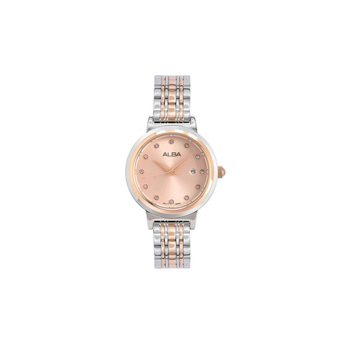 Alba AH7EA2X1 Peach Dial Dual Tone Watch