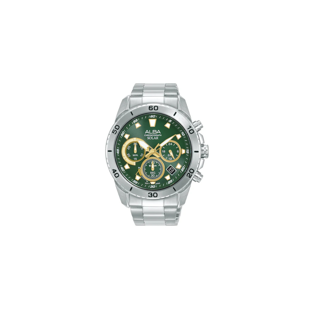 Alba AZ5011X1 Green Dial Solar Chronograph Watch