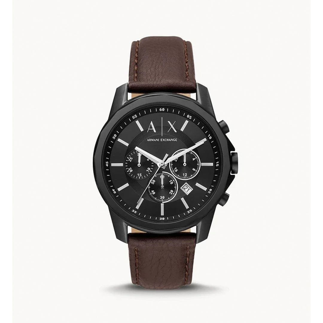 Armani Exchange AX1732I Black Dial Leather Chronograph Watch -