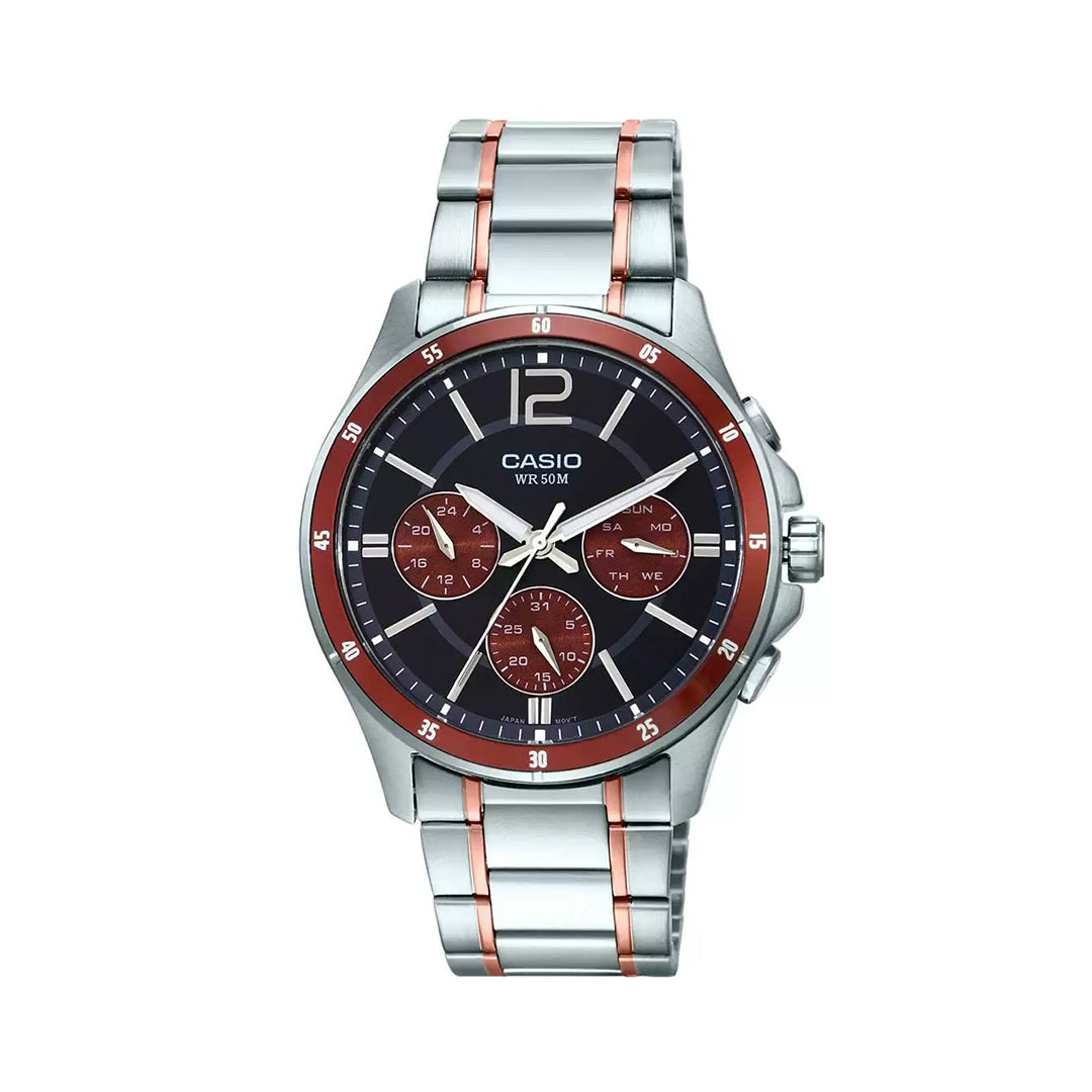 Casio ENTICER MEN MTP-1374HRG-5AVIF - A1650 Two-Tone Multi-Dial - Men's Watch
