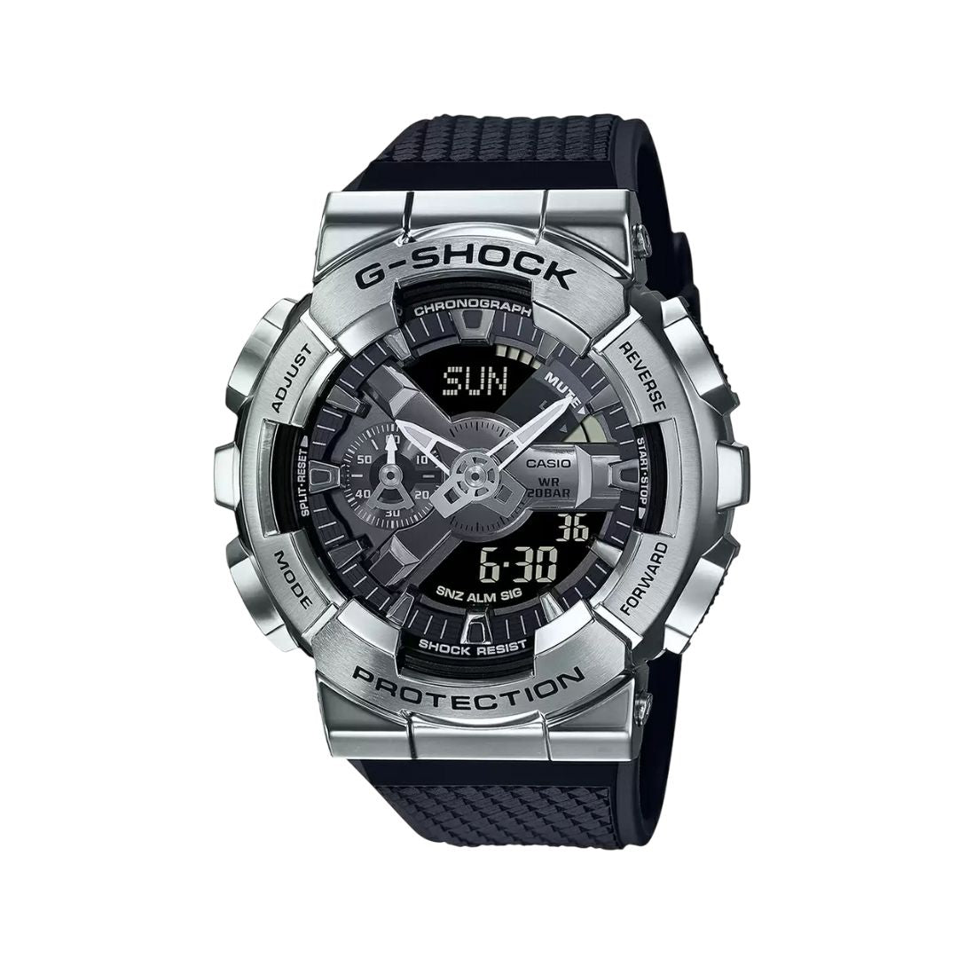 Casio GM-110-1ADR (G1051) G-Shock men’s analog-digital watch with black and silver dial.