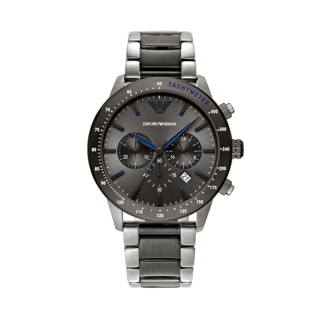 Emporio Armani AR11391 analog watch for men with a classic stainless steel design and a clean, modern dial.