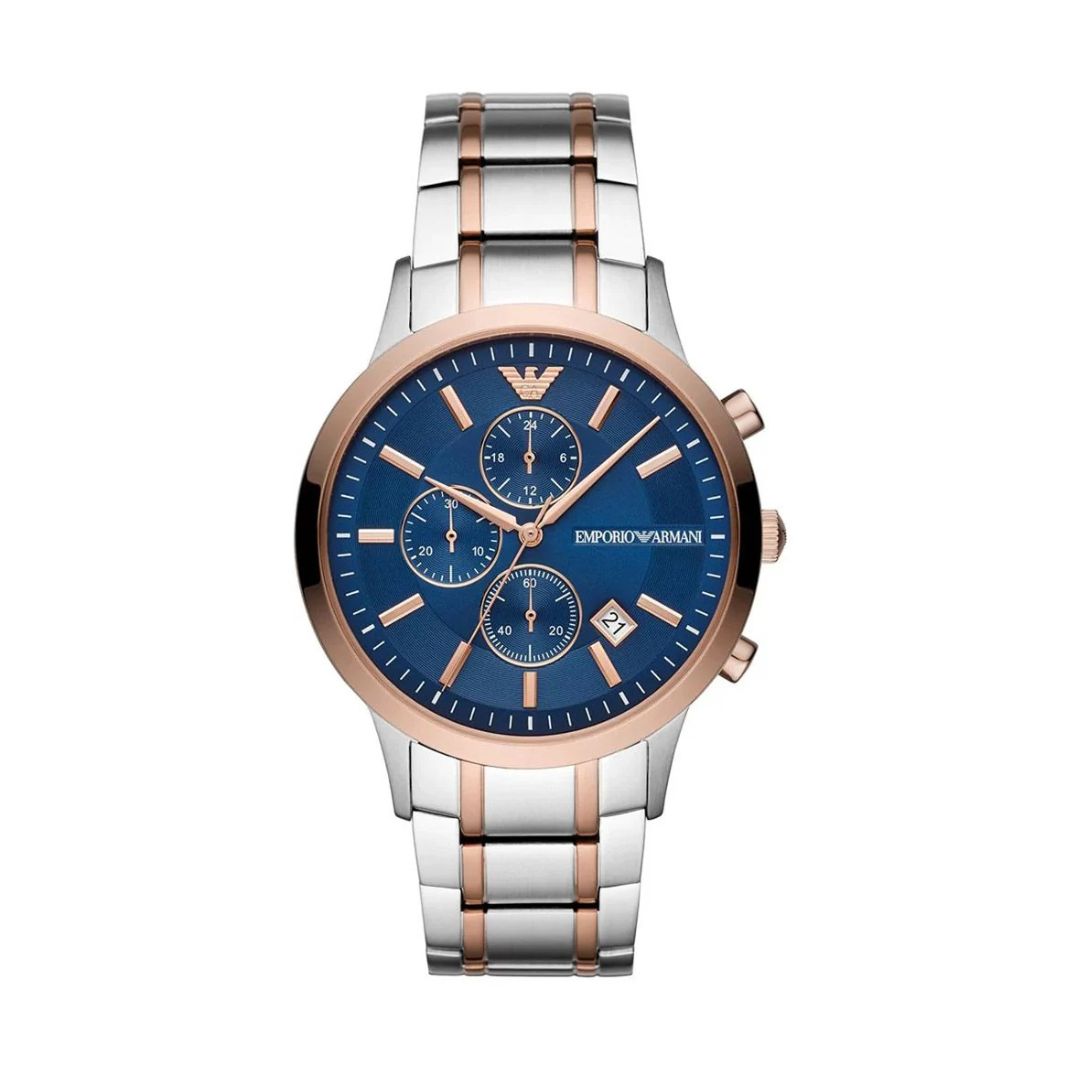 Emporio Armani AR80025 chronograph watch with stainless steel case and bracelet.