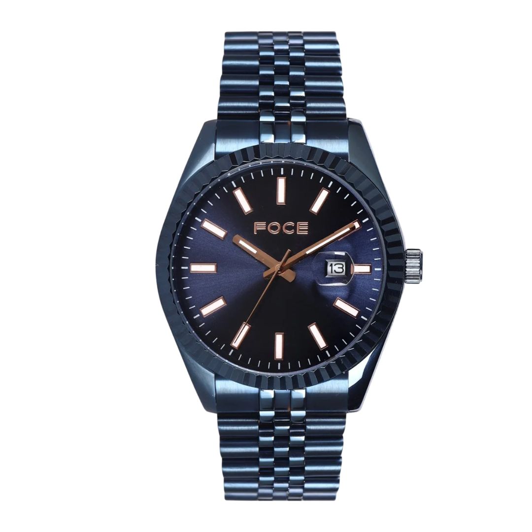 FOCE FC11641GBL4 Multifunction Blue Dial Metal Belt Watch For Men