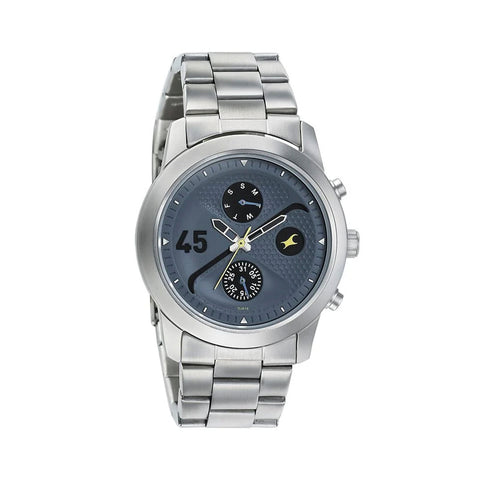 Fastrack  3216SM01 Go Skate Quartz Multifunction Blue Dial Stainless Steel Strap Watch for Guys