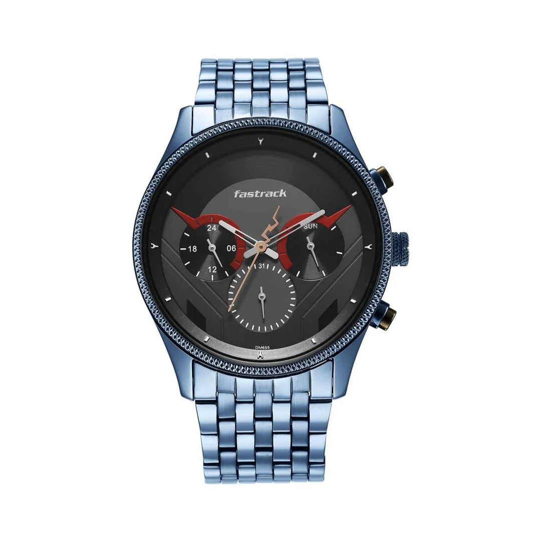 Fastrack 3286KM03 Thor Quartz Multifunction Grey Dial Metal Strap Watch for Guys