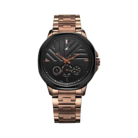 Fastrack 3303KM02 Fleek Quartz Multifunction Black Dial Stainless Steel Strap Watch for Guys