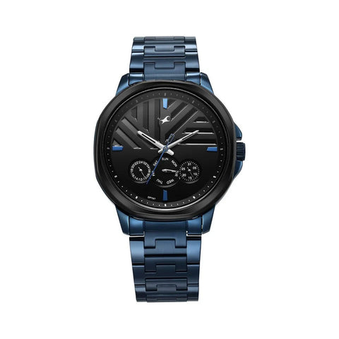 Fastrack 3303KM03 Fleek Quartz Multifunction Black Dial Stainless Steel Strap Watch for Guys