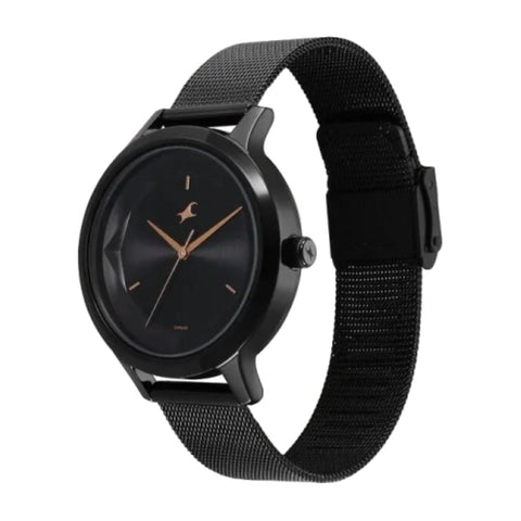 Fastrack 6210NM04 Fleek Quartz Analog Black Dial Stainless Steel Strap Watch For Girls