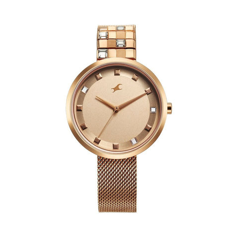 Fastrack 6300WM01 Fleek Quartz Analog Pink Dial Stainless Steel Strap Watch for Girls