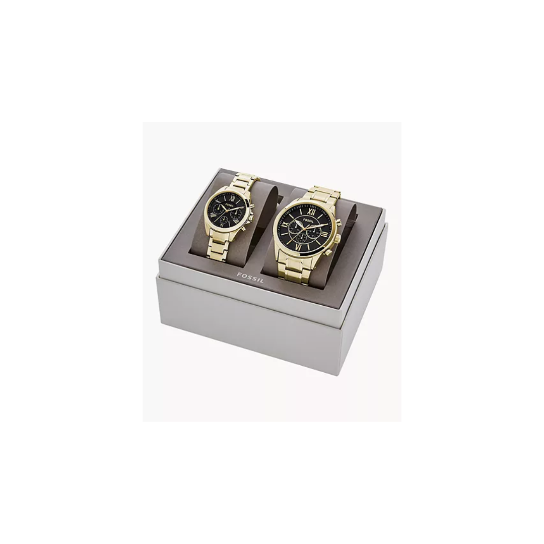 Fossil His and Her Chronograph Gold-Tone Stainless Steel BQ2400SET
