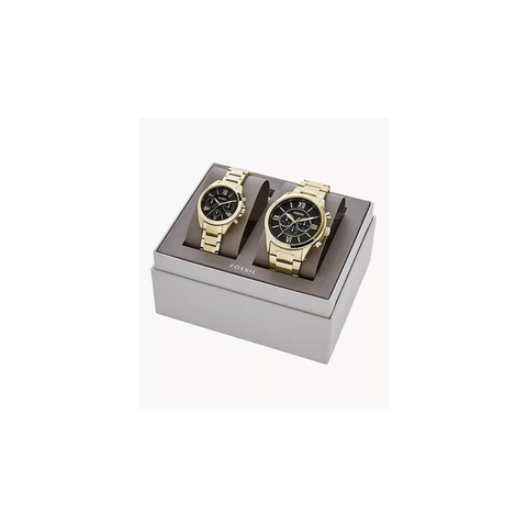 Fossil His and Her Chronograph Gold-Tone Stainless Steel BQ2400SET