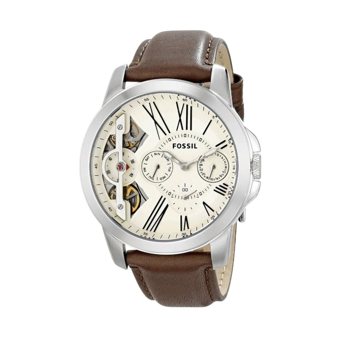 Fossil Watch for men ME1144 Grant Twist Multi-Function with brown leather