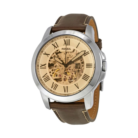 Fossil Watch For Men ME3122 Grant Automatic with brown Leather strap 