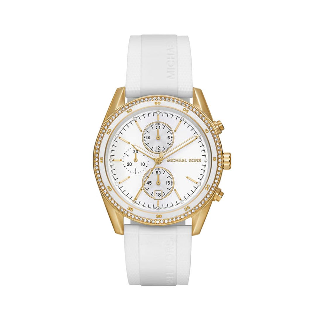 MICHAEL KORS Hadyn Women Embellished Chronograph Watch with Silicone Strap - MK7484I