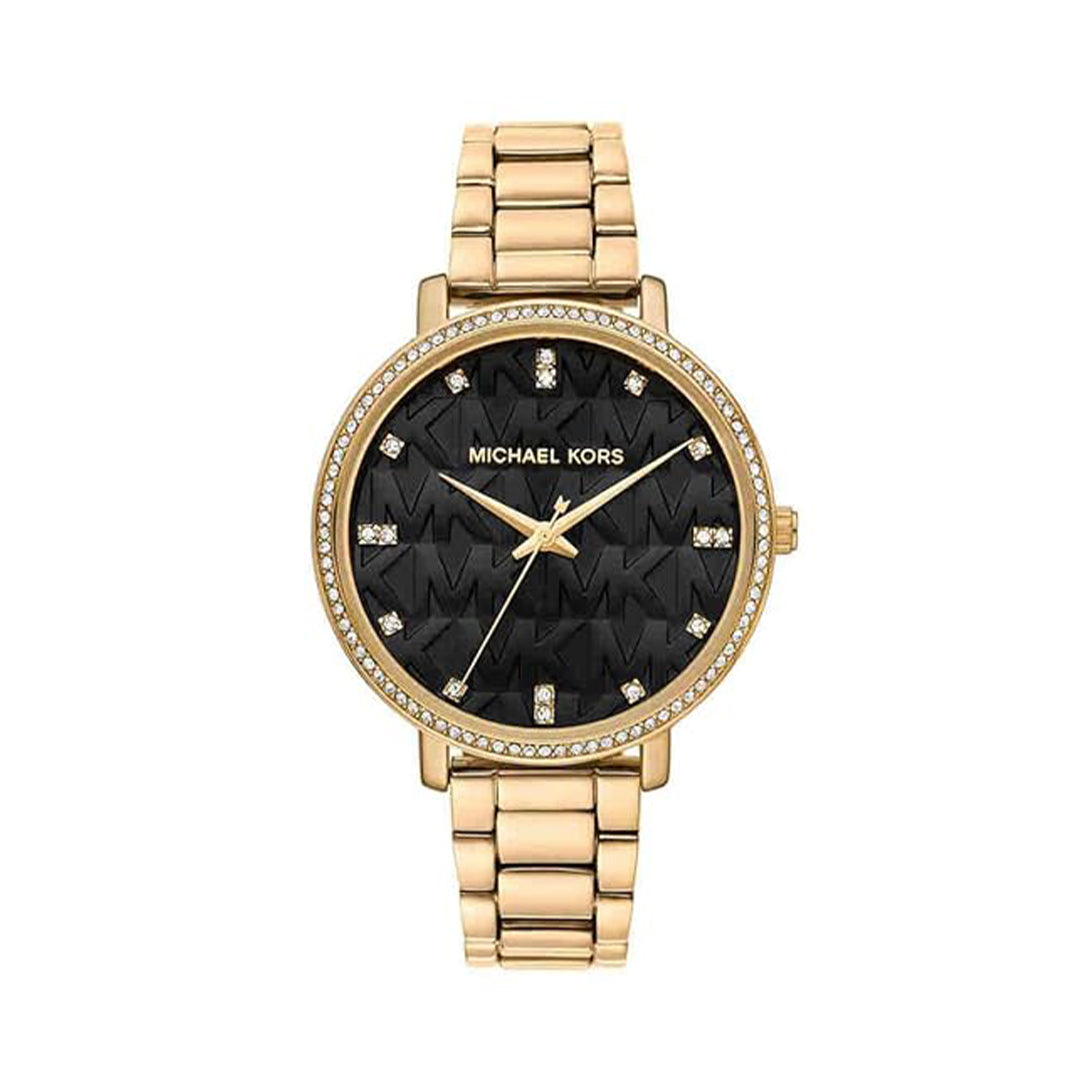 MICHAEL KORS Womens 39 mm Pyper Black Dial Stainless Steel Analog Watch - MK4593I