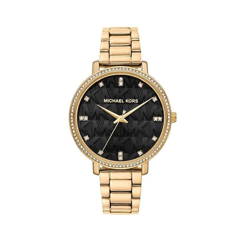 MICHAEL KORS Womens 39 mm Pyper Black Dial Stainless Steel Analog Watch - MK4593I