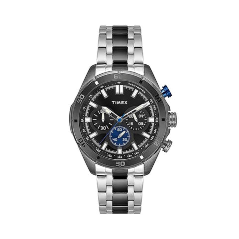 TIMEX Mens 46 mm E-Class Black Dial Stainless Steel Analogue Watch - TWEG20301