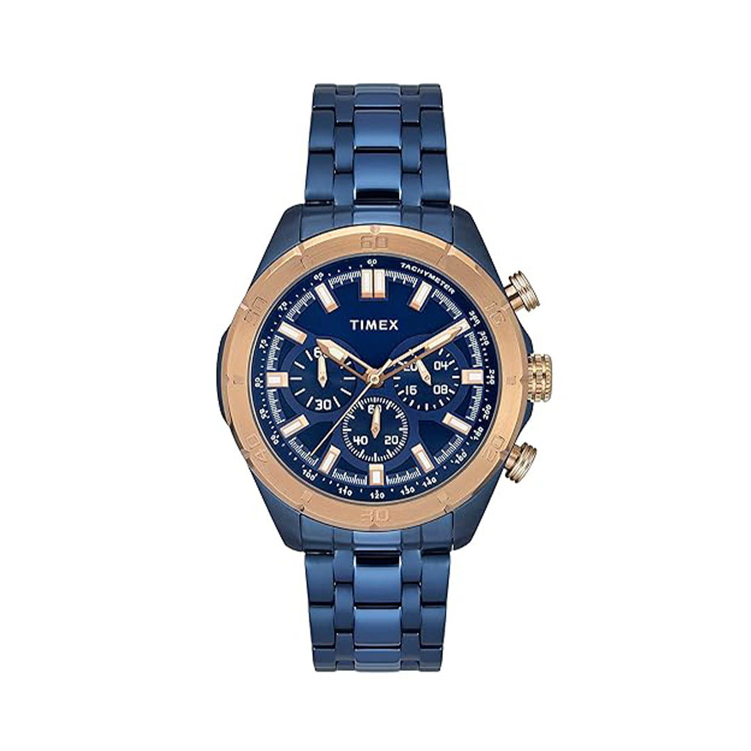 TIMEX Mens 46 mm E-Class Blue Dial Stainless Steel Analogue Watch - TWEG20300